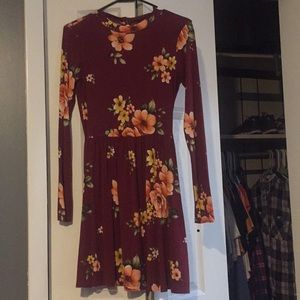 Burgundy high neck forever 21 floral dress sz S